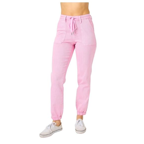 NWT‎ Judy Blue High Rise Garment Dyed Jogger Jeans in Pink Women's Size 16W - Picture 1 of 7